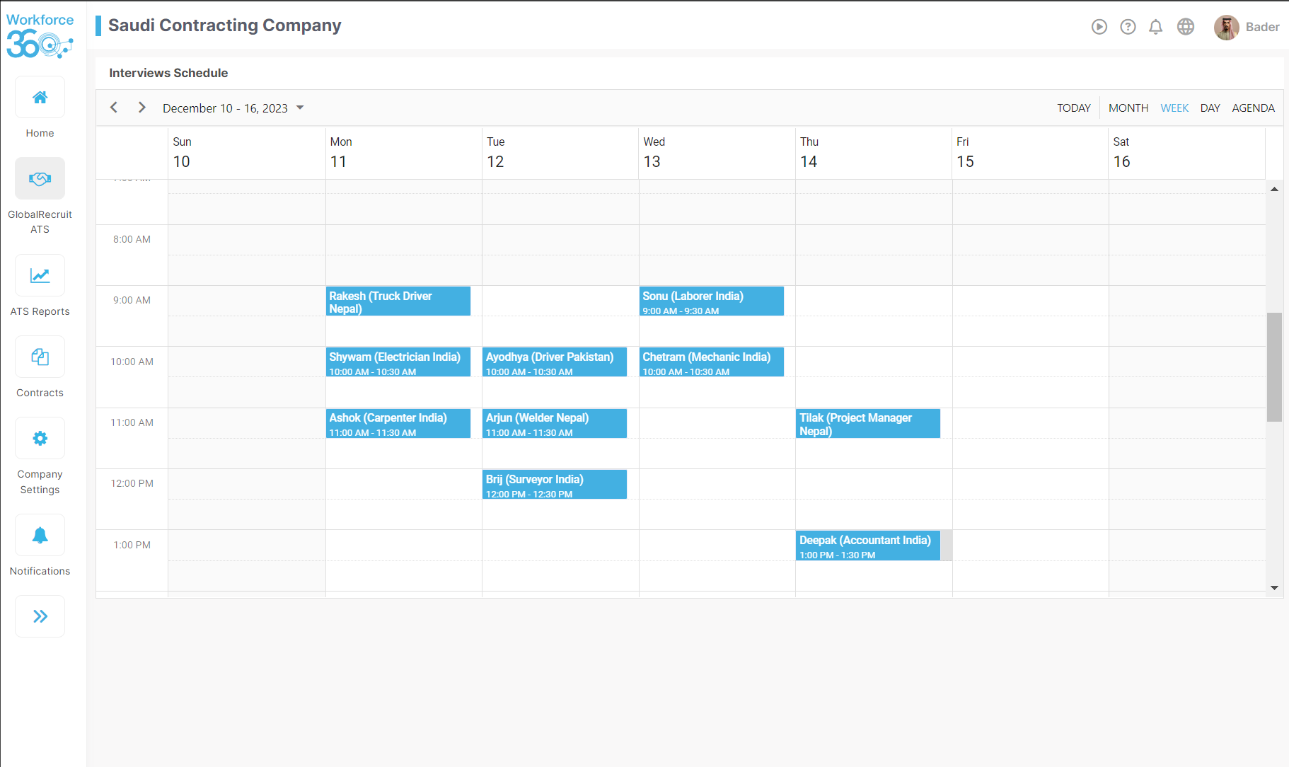 Interview Scheduling Calendar